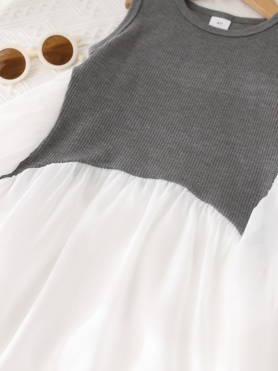Girls Two Tone Sleeveless Dress