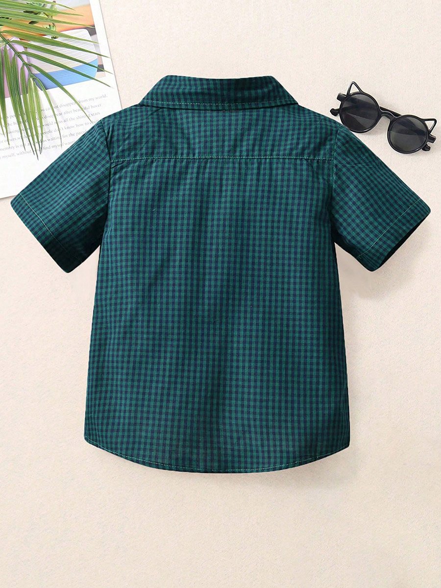Green Checked Short Sleeve Shirt