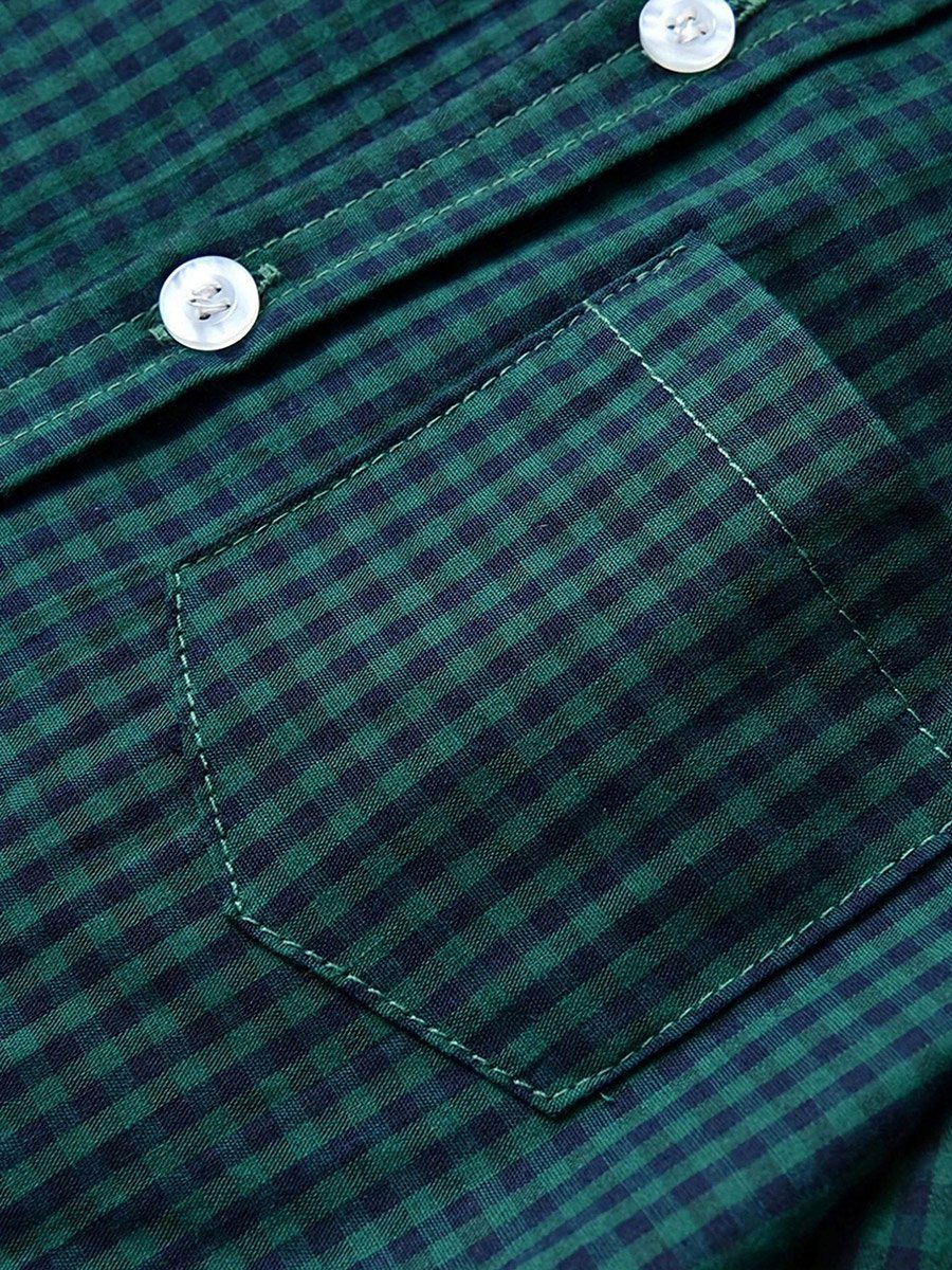 Green Checked Short Sleeve Shirt
