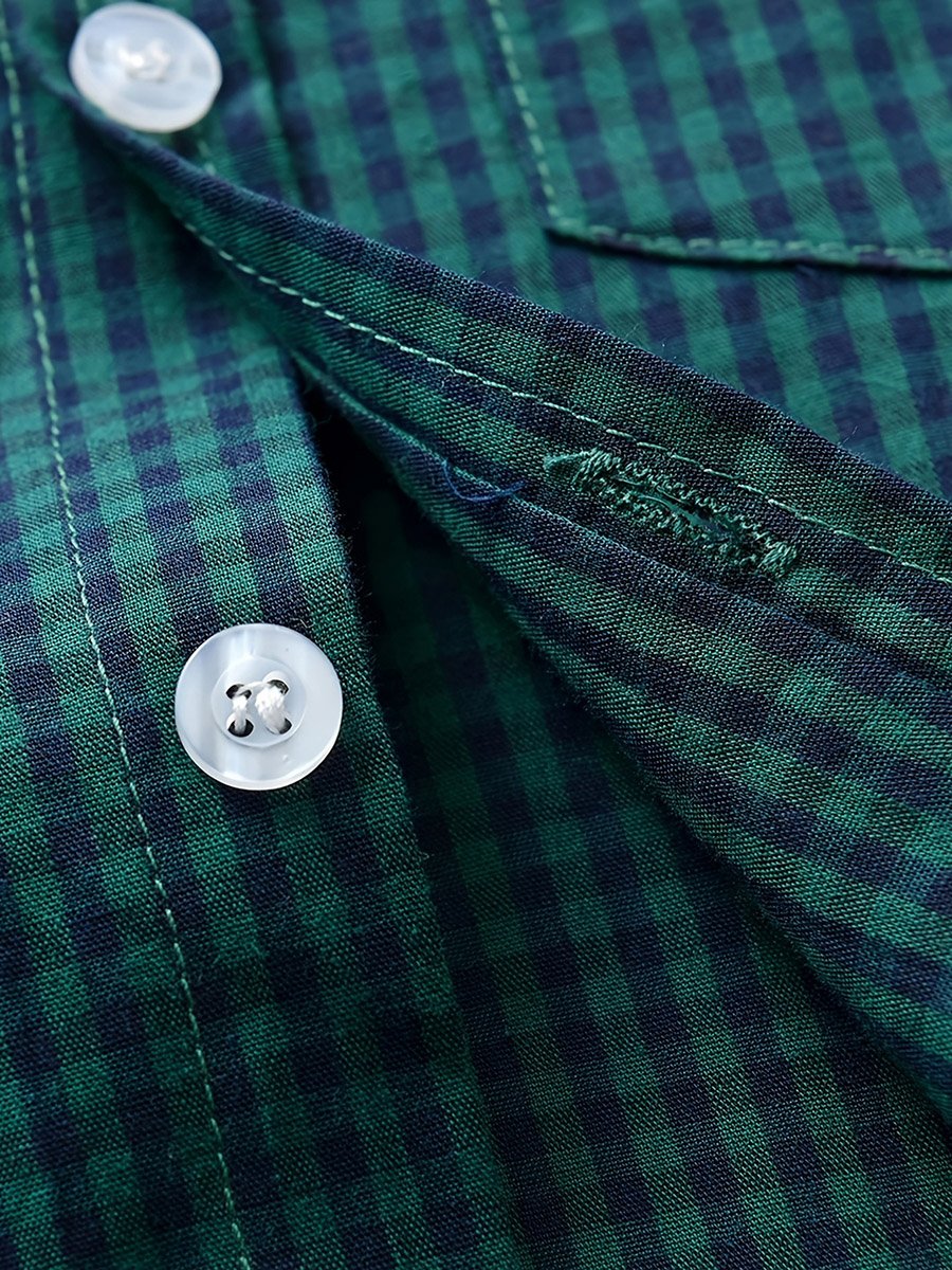 Green Checked Short Sleeve Shirt