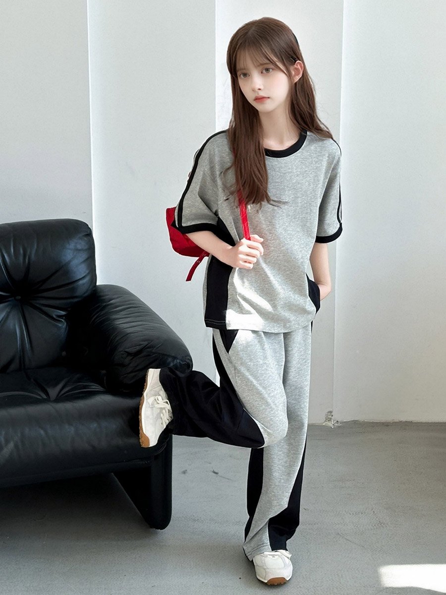 Teen Girls Color Block T-Shirt and Pants Set