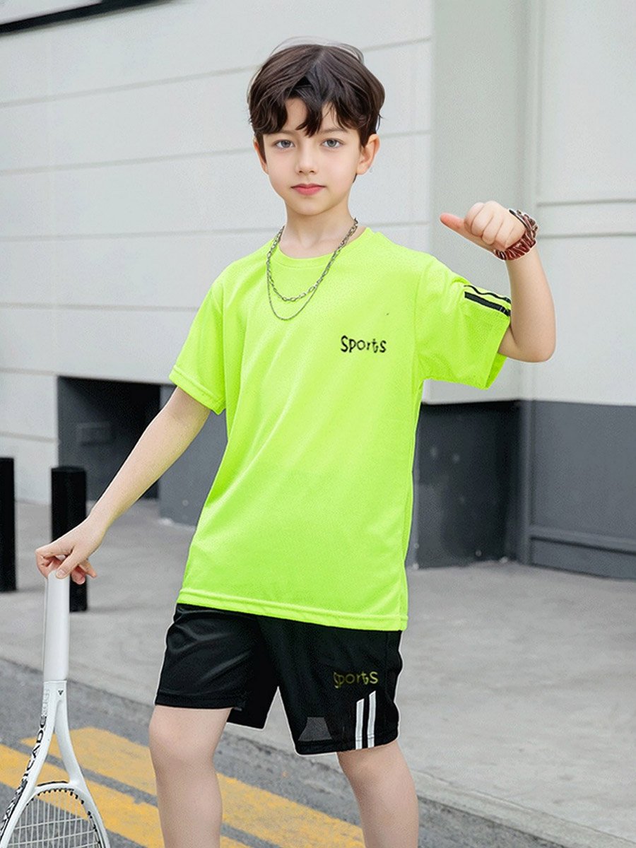 Boys Slogan Print T-Shirt and Shorts Set