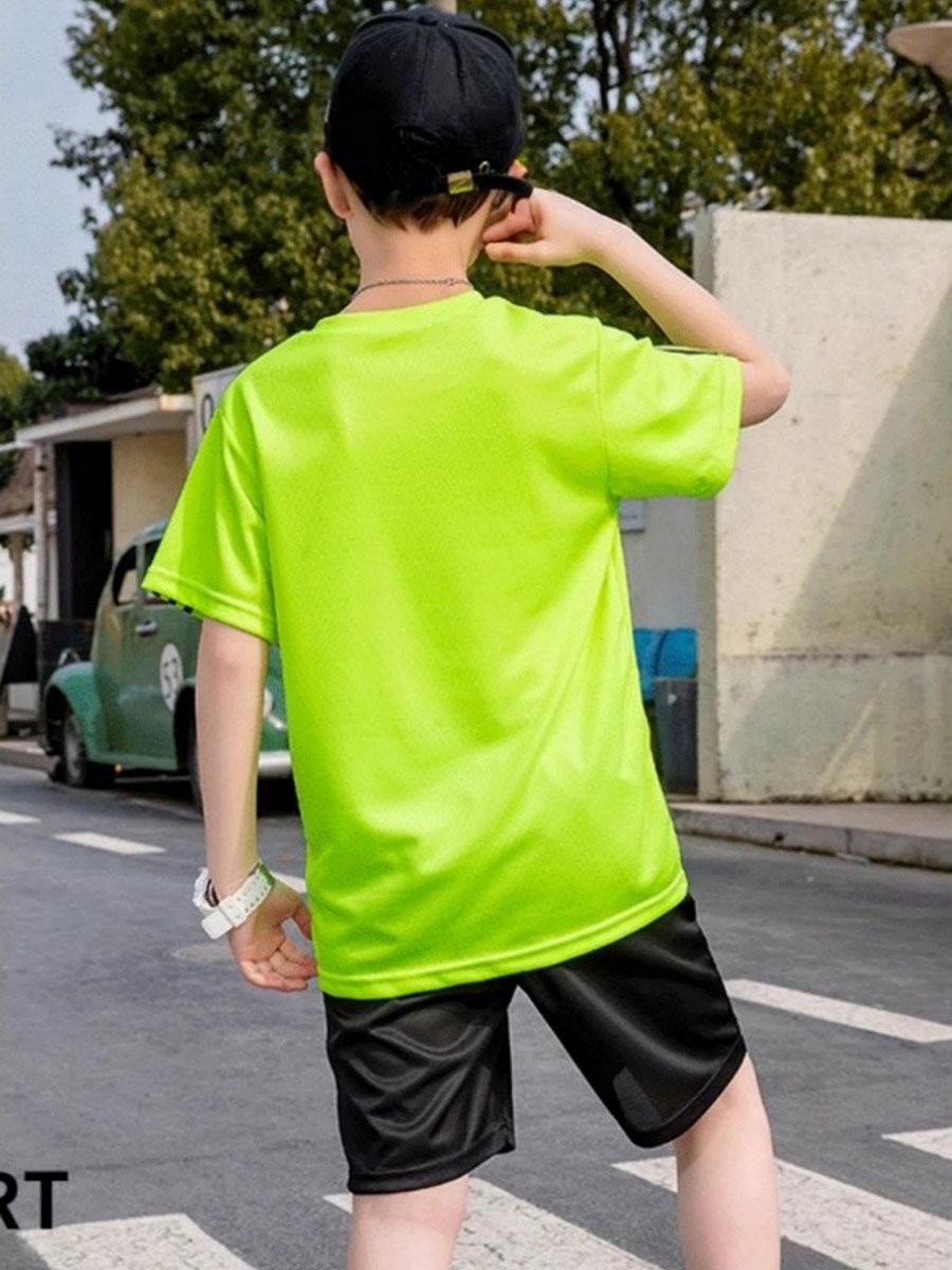 Boys Slogan Print T-Shirt and Shorts Set