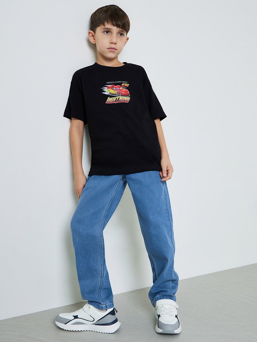 Boys Medium Blue Distressed Detail Regular Fit Jeans