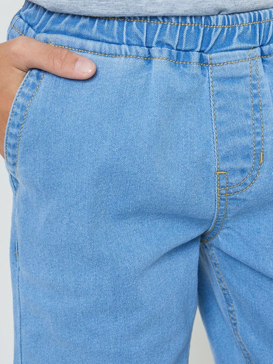 شورت دنيم سادة بخصر مطاطي للأولاد
