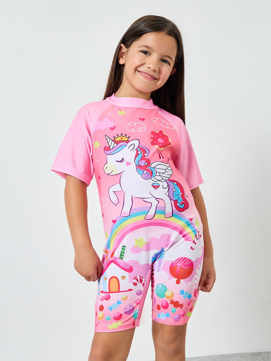 Girls Unicorn Print Swimsuit