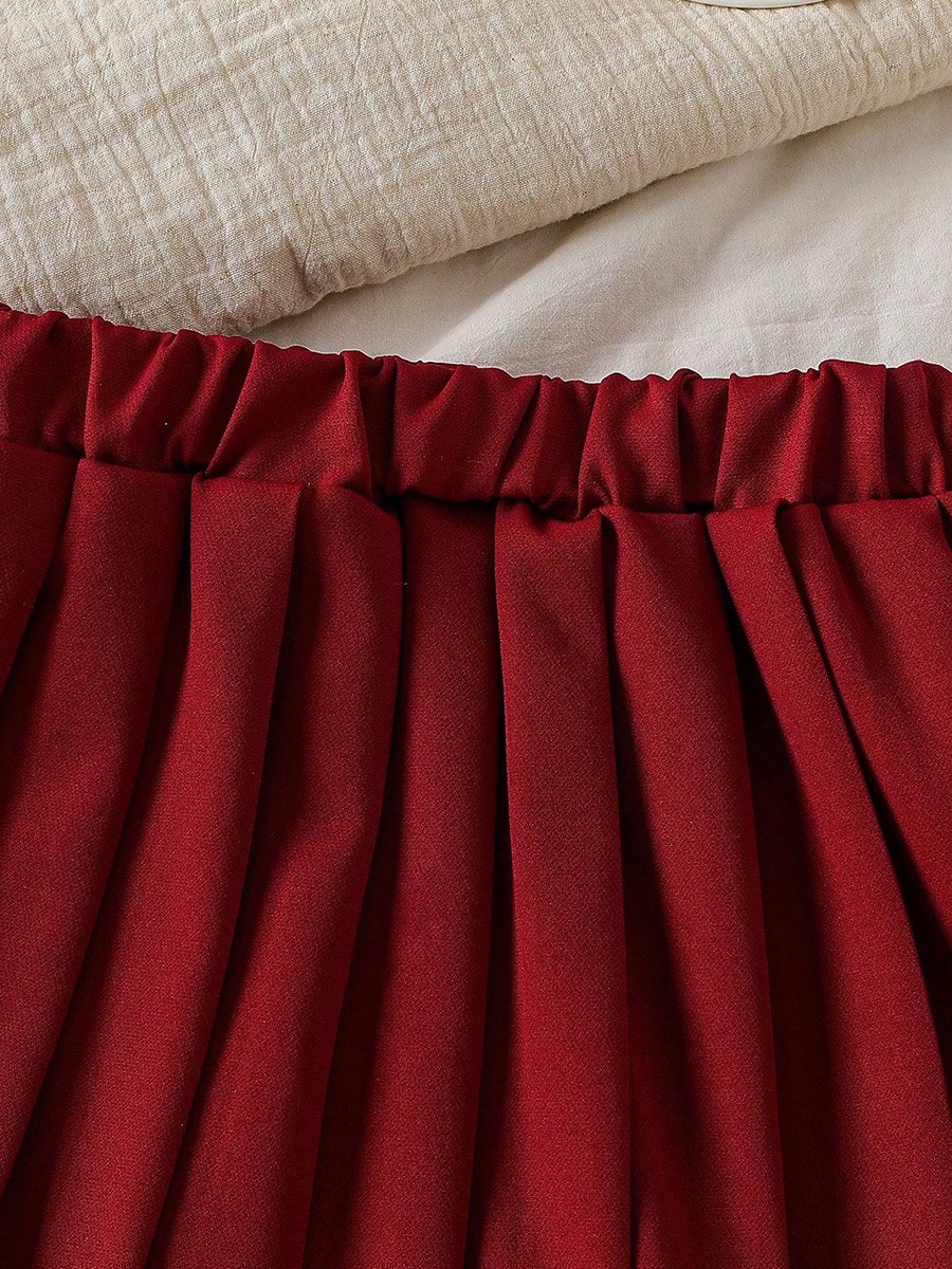 Girls Bow Detail T-Shirt and Pleated Skirt Set