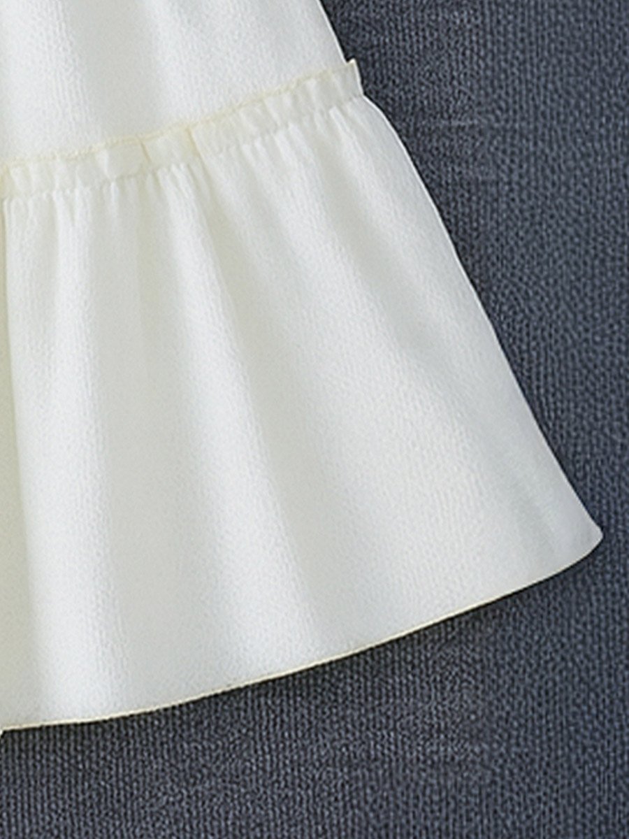 Girls Smocked Puff Sleeve Tiered Dress
