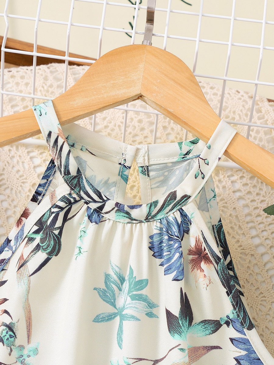 Girls Floral Print Sleeveless Top and Elasticated Waistband Shorts Set