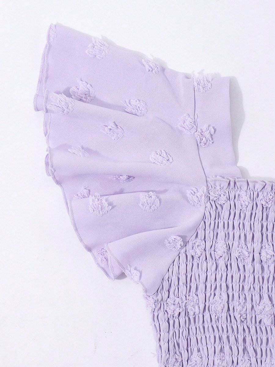 Girls Purple Embellished Smocked Detail Midi Dress