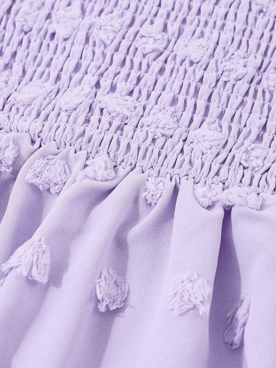 Girls Purple Embellished Smocked Detail Midi Dress