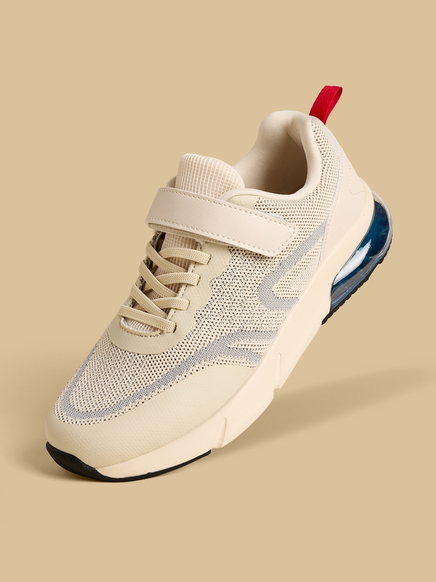 Textured Flyknit Sports Shoes with Hook and Loop Closure