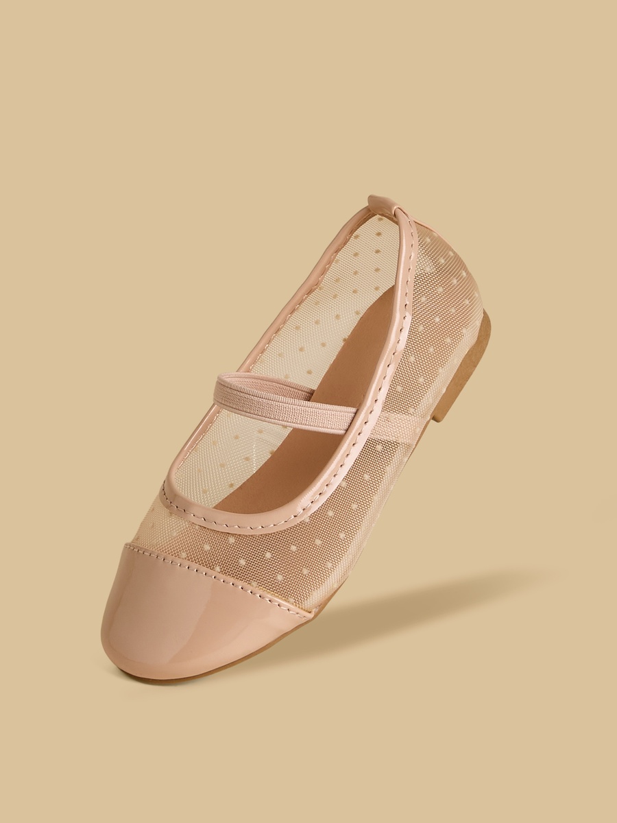 Mesh Textured Ballerina Shoes with Elasticated Strap