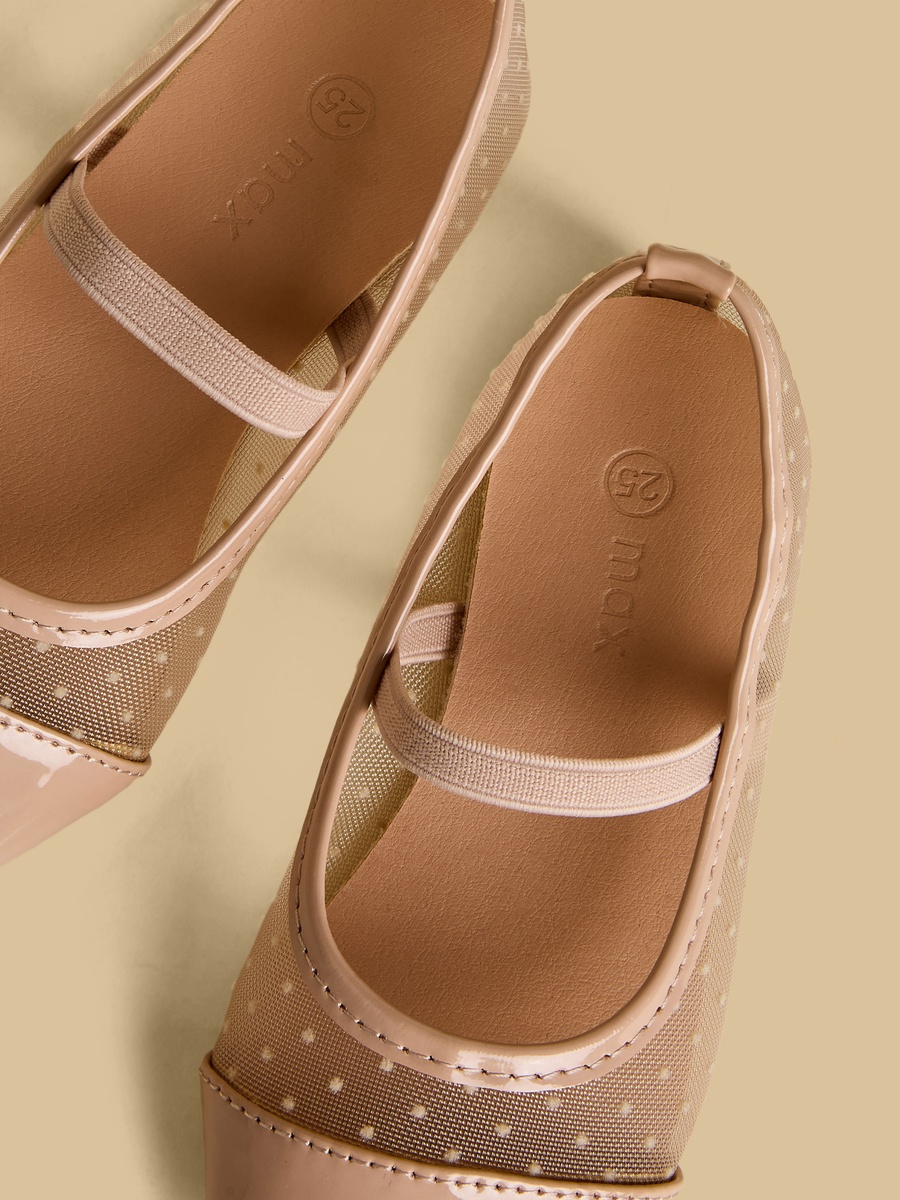 Mesh Textured Ballerina Shoes with Elasticated Strap