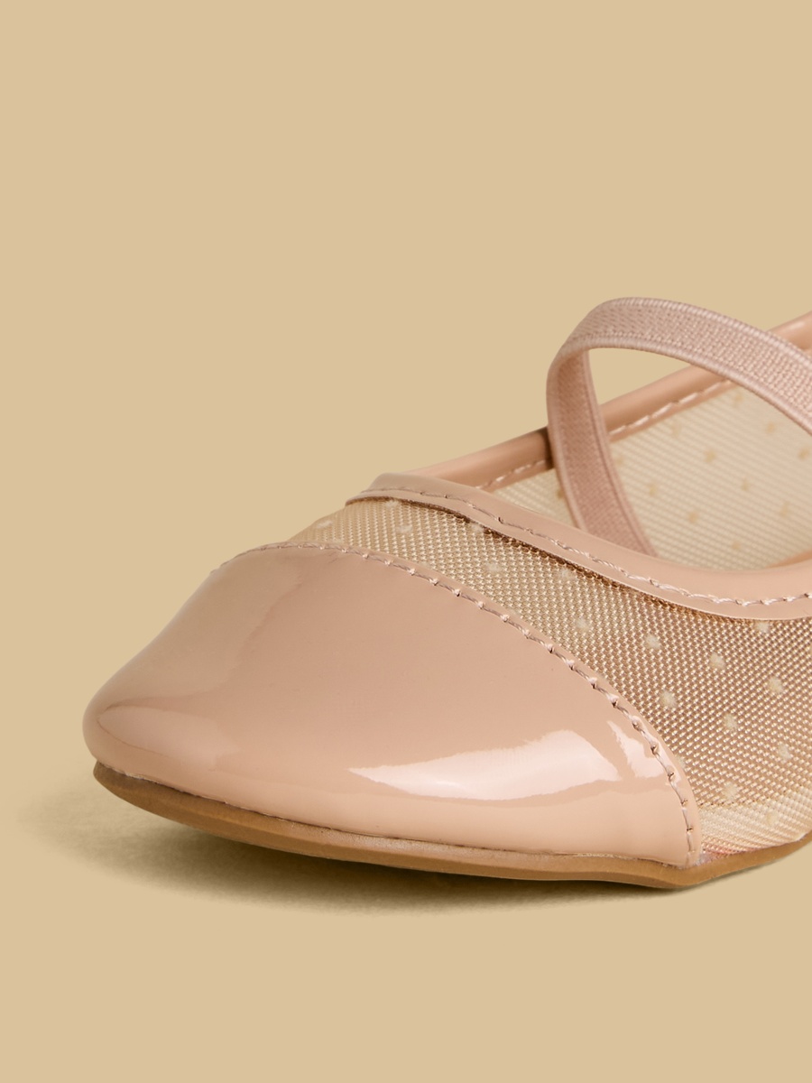 Mesh Textured Ballerina Shoes with Elasticated Strap