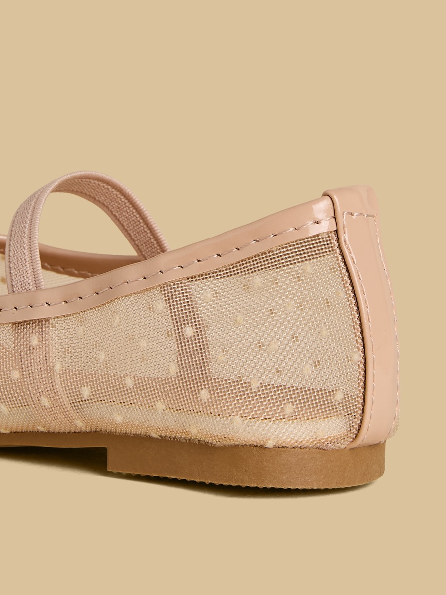 Mesh Textured Ballerina Shoes with Elasticated Strap