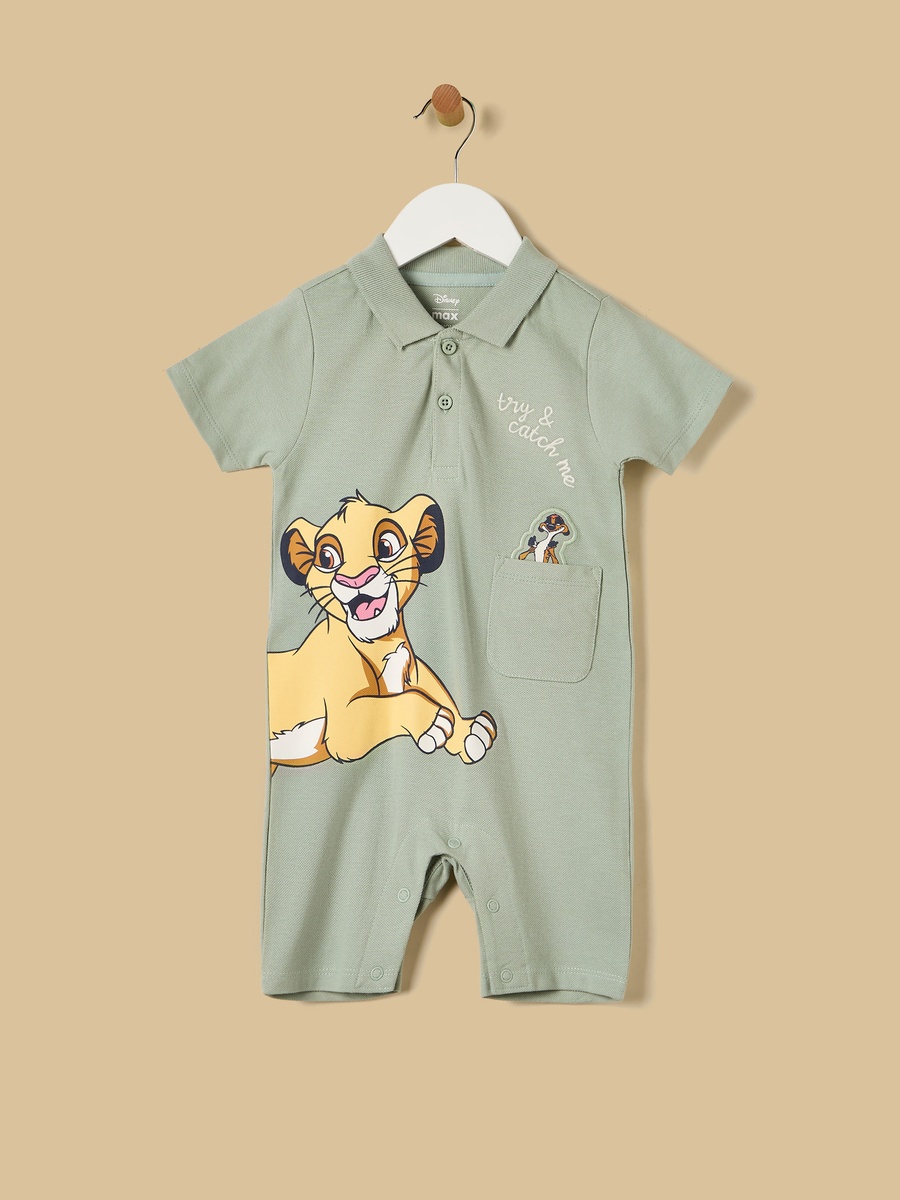 Lion King Print Pique Romper