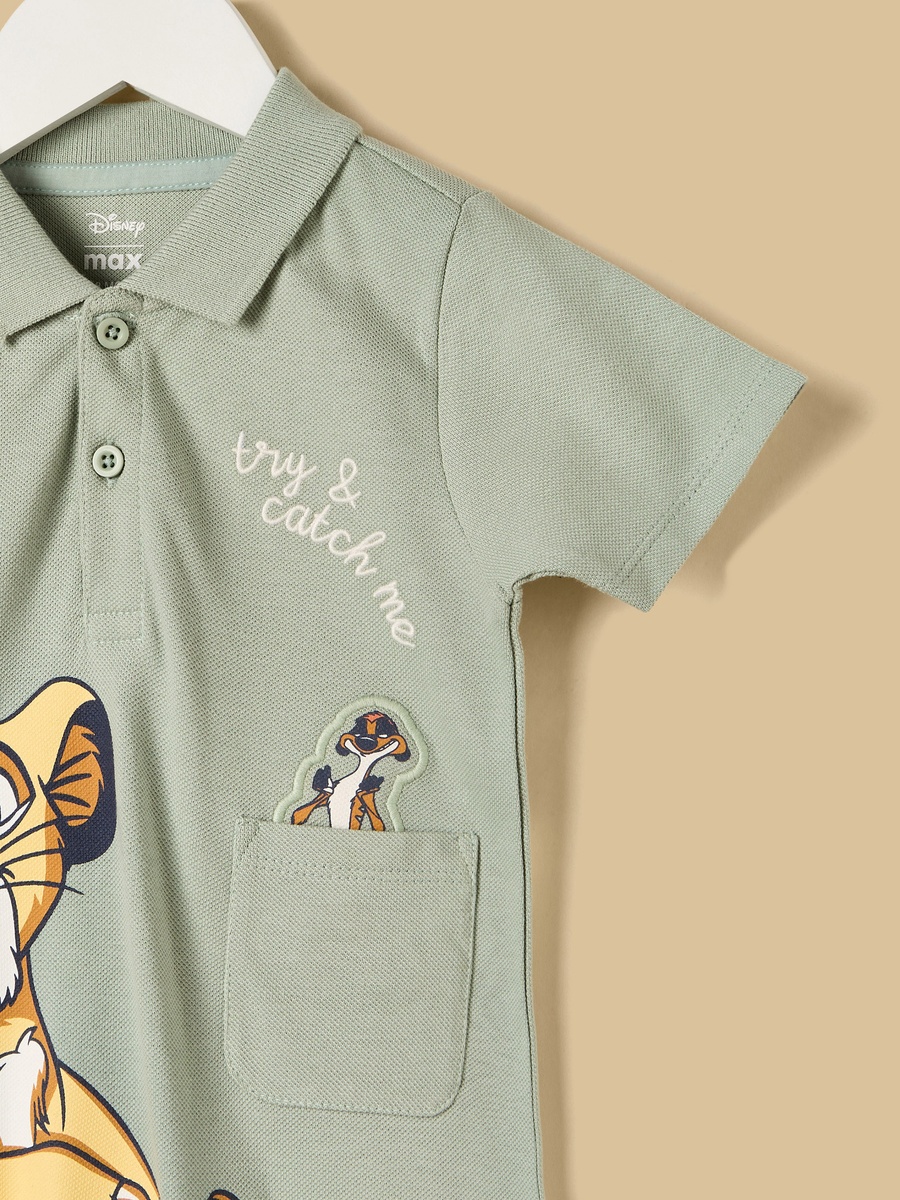 Lion King Print Pique Romper
