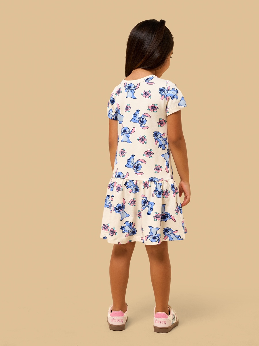 Stitch Print Cotton Drop Waist Dress