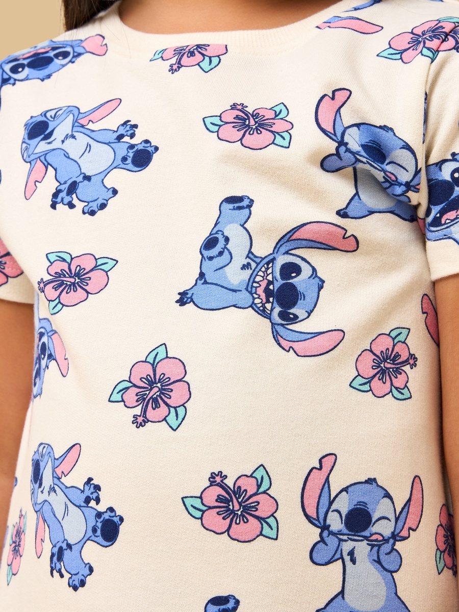 Stitch Print Cotton Drop Waist Dress