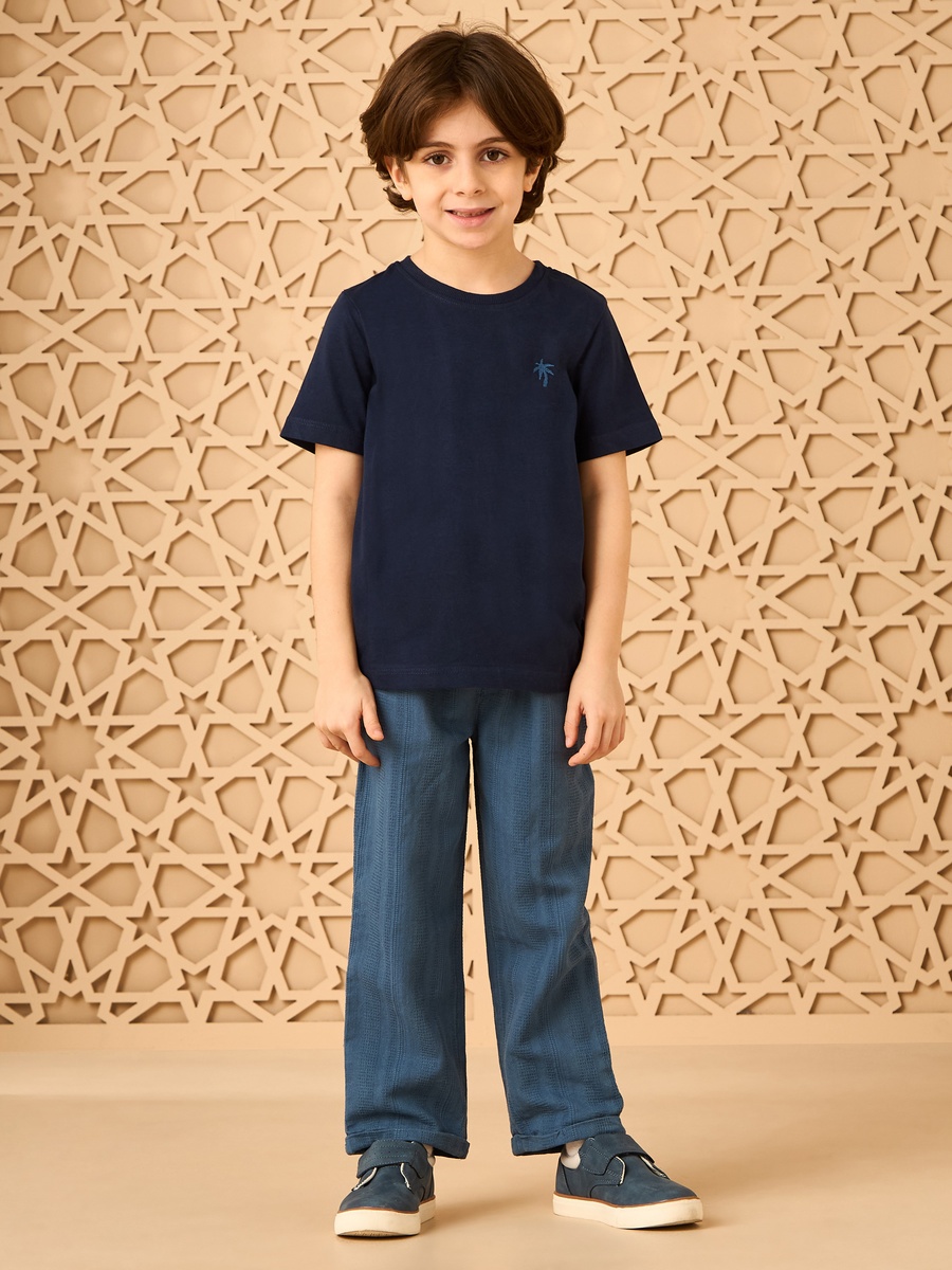 Graphic Print T-Shirt And Dobby Pants