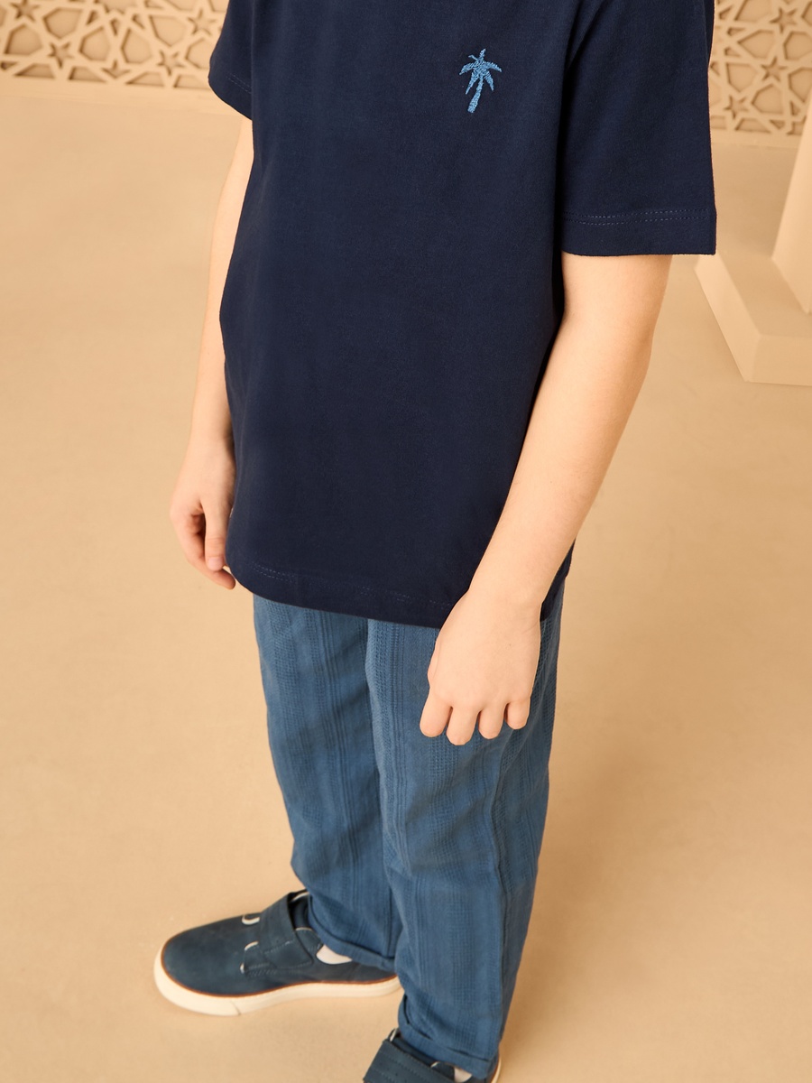 Graphic Print T-Shirt And Dobby Pants