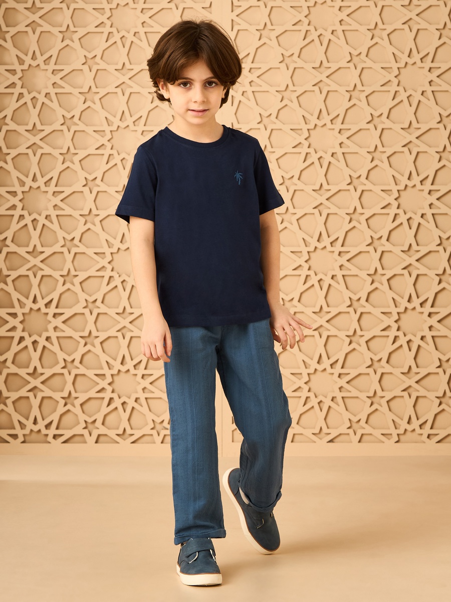 Graphic Print T-Shirt And Dobby Pants