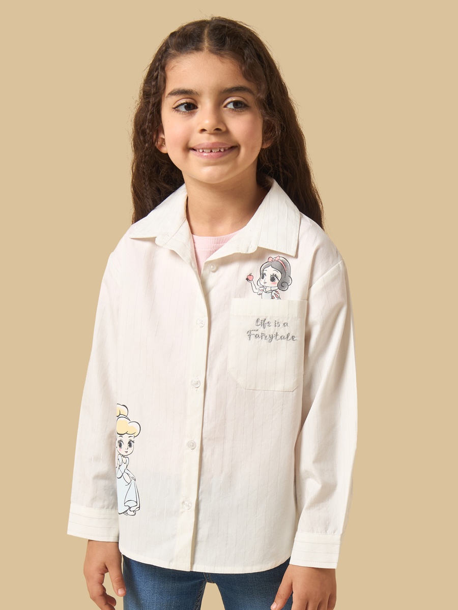 Disney Princess Print Cotton Lurex Shirt with T-Shirt