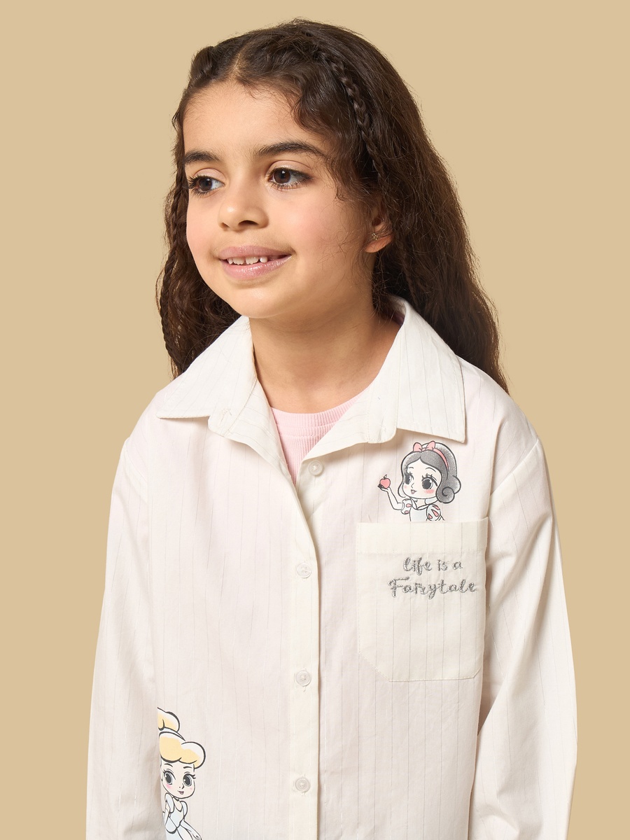 Disney Princess Print Cotton Lurex Shirt with T-Shirt