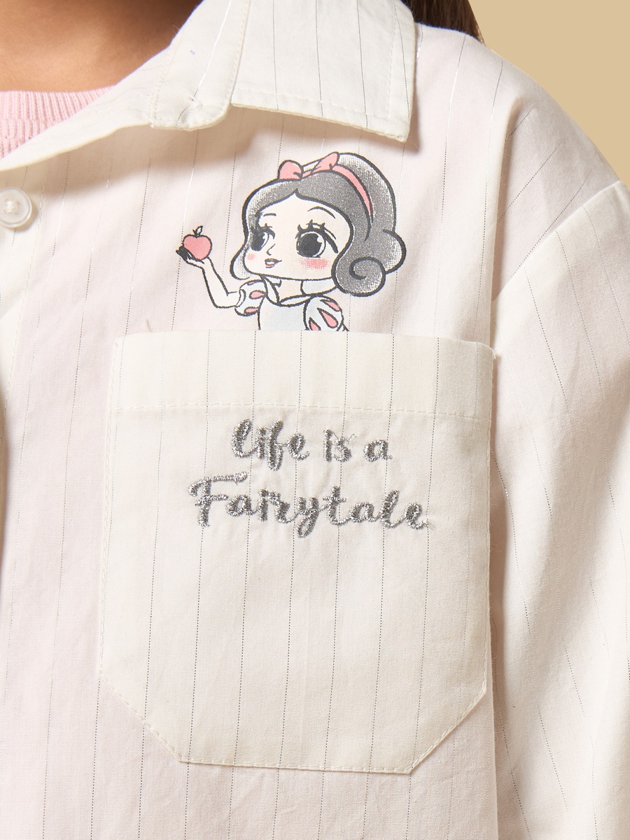 Disney Princess Print Cotton Lurex Shirt with T-Shirt