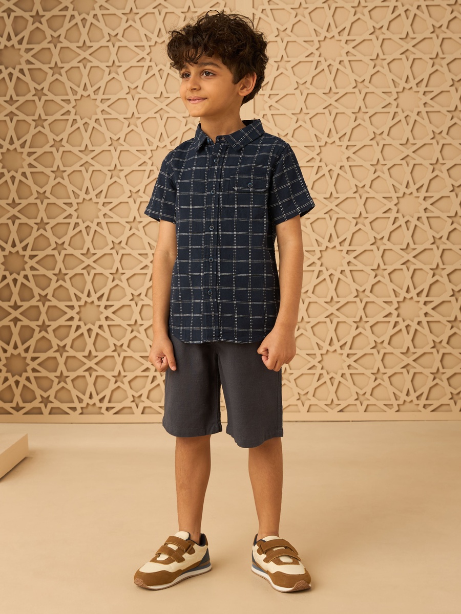 Checked Shirt and Shorts Set