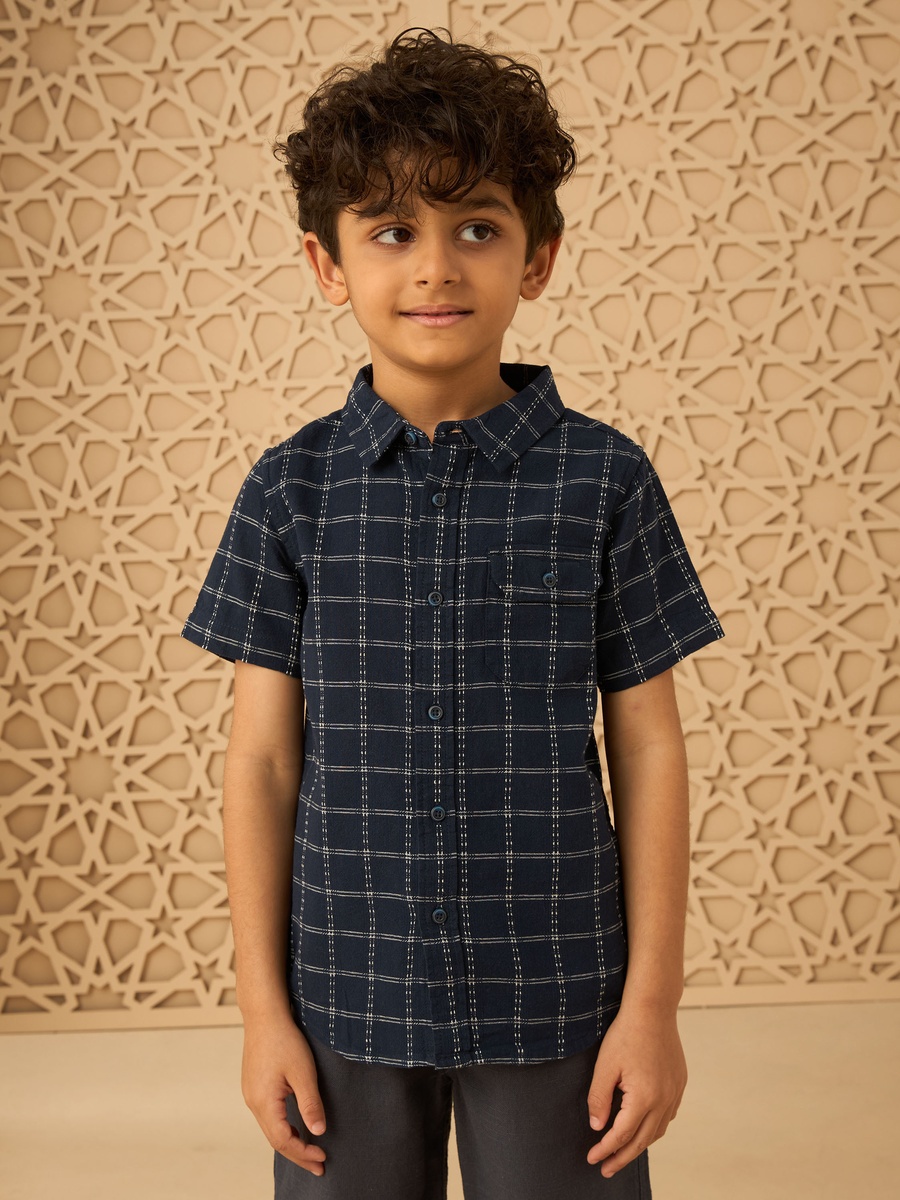 Checked Shirt and Shorts Set