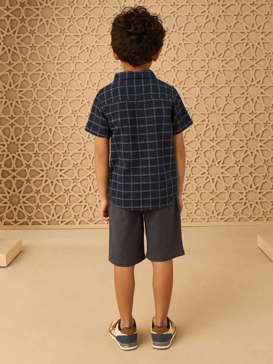 Checked Shirt and Shorts Set