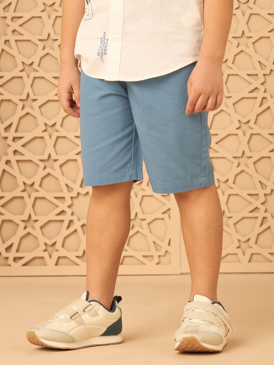 Printed Cotton Shirt and Shorts Set