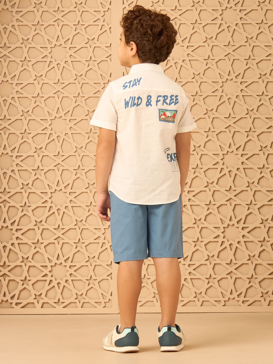 Printed Cotton Shirt and Shorts Set