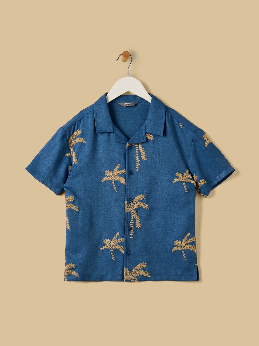 Embroidered Cotton Shirt and Shorts Set