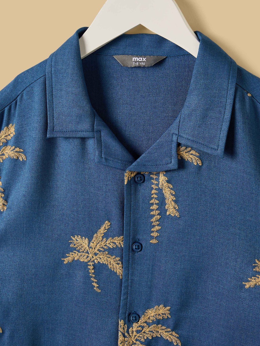 Embroidered Cotton Shirt and Shorts Set