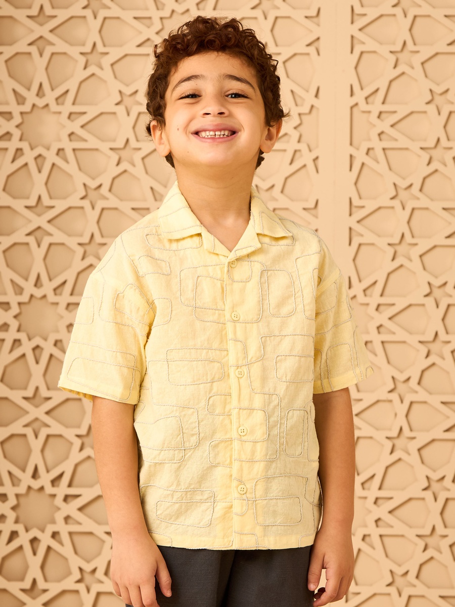 Embroidered Cotton Shirt and Shorts Set