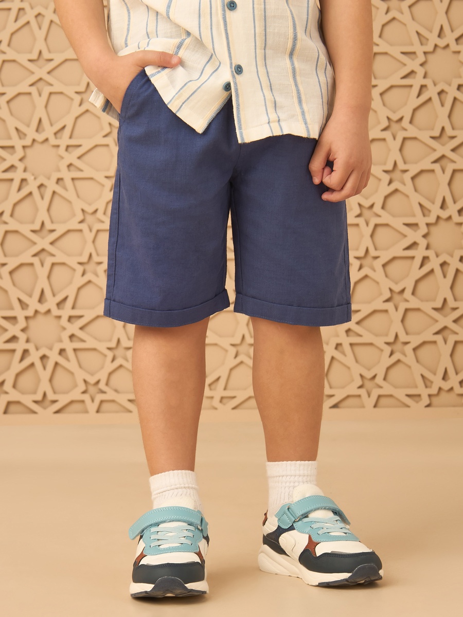 Striped Cotton Shirt and Shorts Set