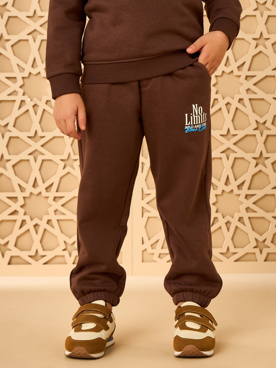 Bear Print Sweatshirt and Joggers Set