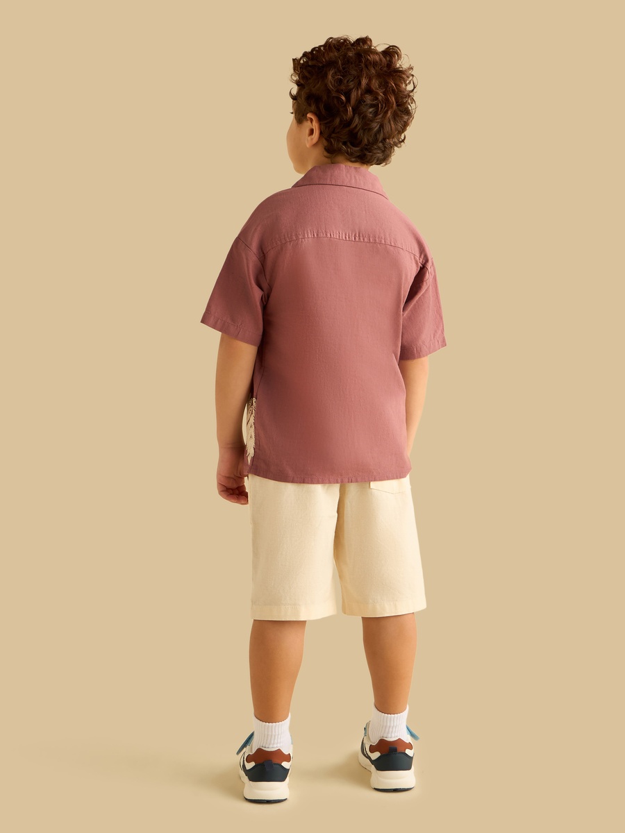 Embroidered Cotton Shirt And Shorts Set