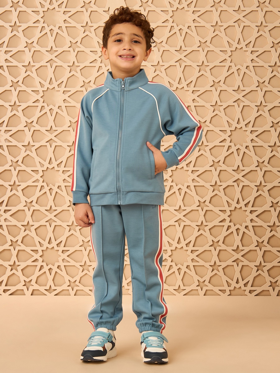 Tape Accent Zip Through Jacket and Jogger Set