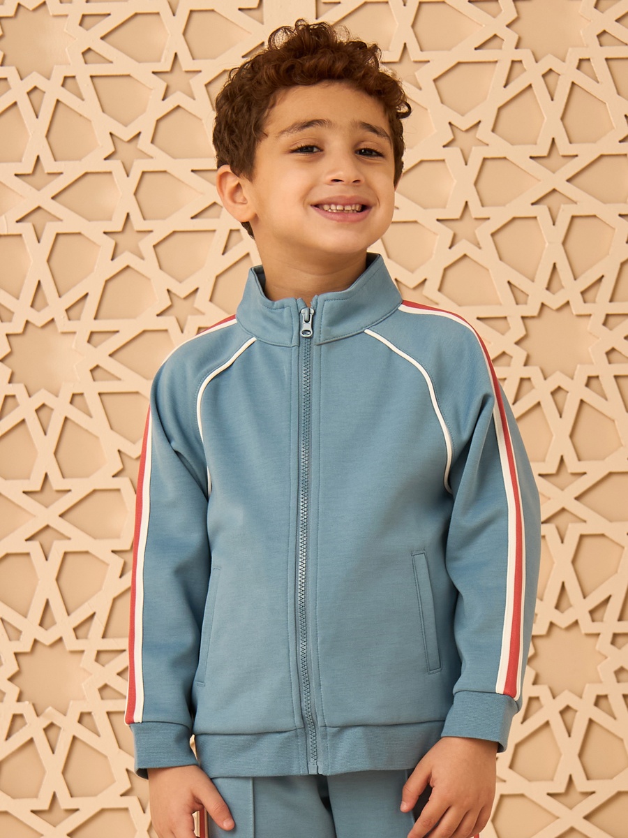 Tape Accent Zip Through Jacket and Jogger Set