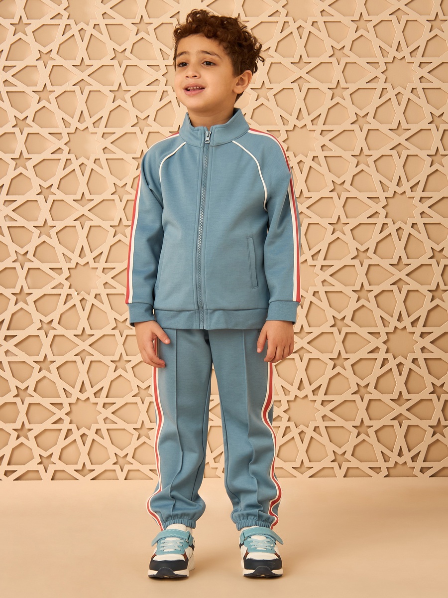 Tape Accent Zip Through Jacket and Jogger Set