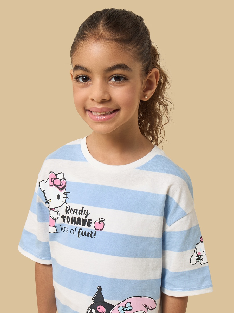 Hello Kitty and Friends Print Cotton T-Shirt and Short Leggings Set