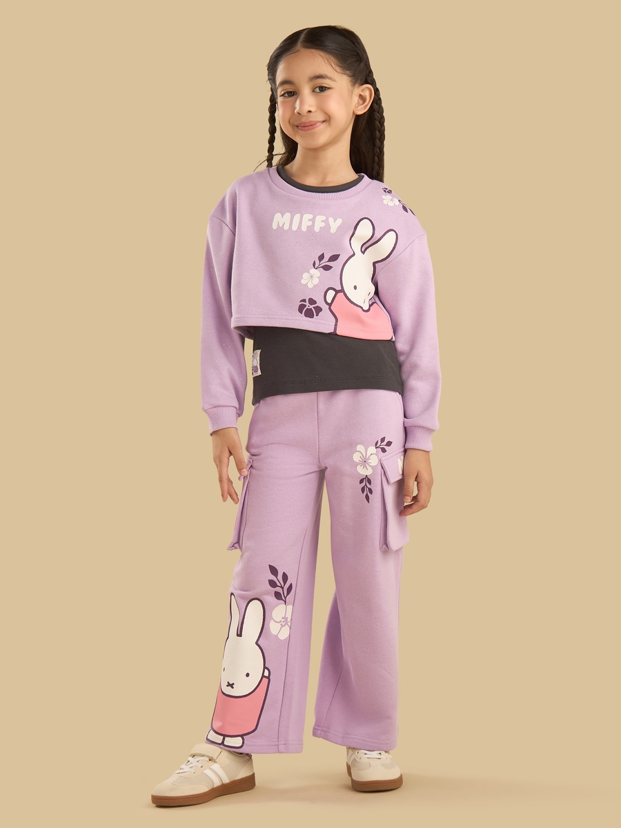 Miffy Sweatshirt with Vest and Wide Leg Pant Set