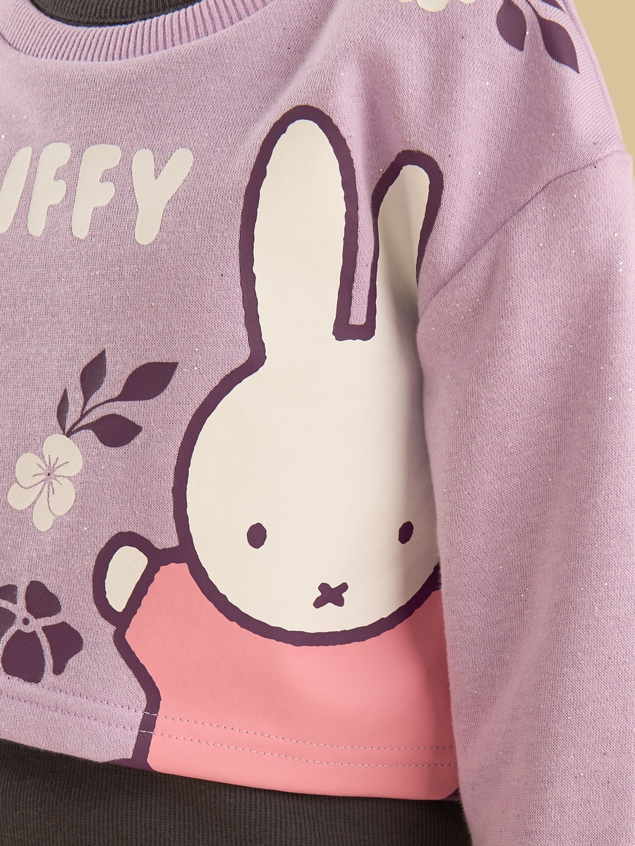 Miffy Sweatshirt with Vest and Wide Leg Pant Set