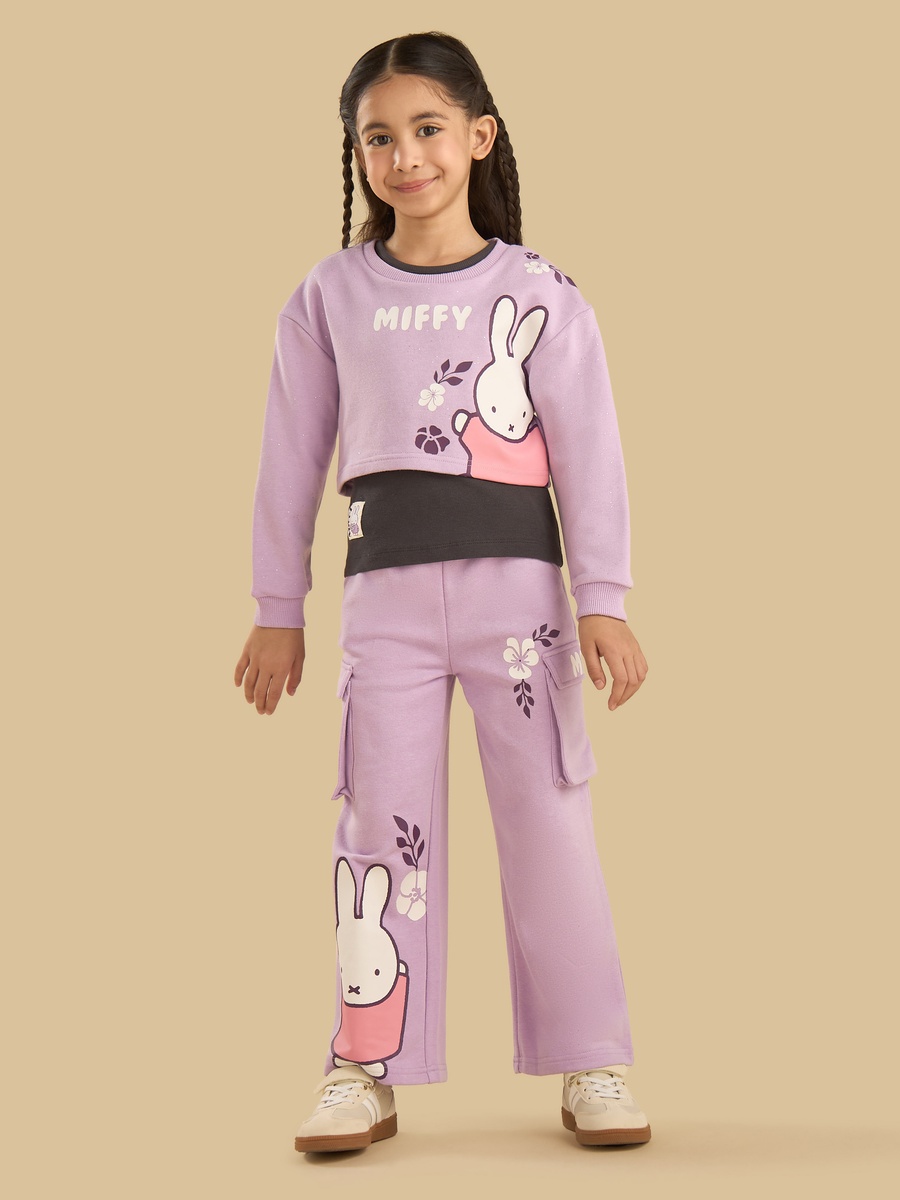 Miffy Sweatshirt with Vest and Wide Leg Pant Set