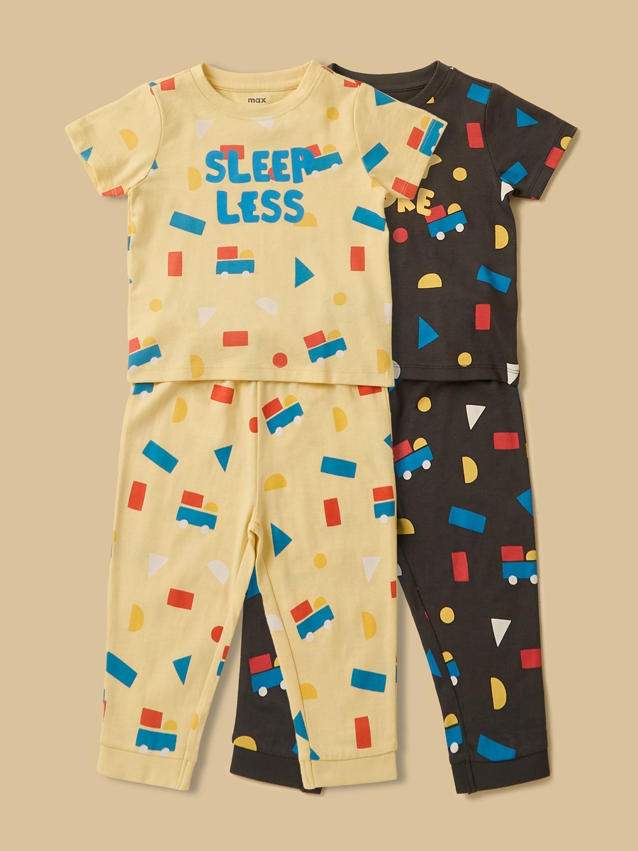 Pack of 2 - Shape Print Cotton Pyjama Set