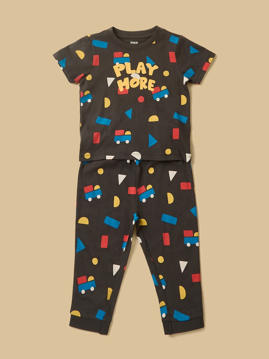 Pack of 2 - Shape Print Cotton Pyjama Set